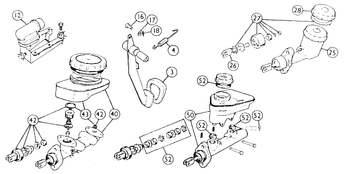 Hovedcylinder, Pedal & Rør